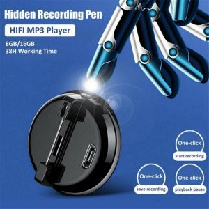 Enregistreur Vocal Num&eacute;rique Mini Broche Enregistreur Sonore Professionnel Enregistreur Vocal Longue Distance Lecteur Mp3 -8 Go - Neuf