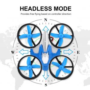 Mini Drone Quadricoptere Telecommande Sans Tete, 4 Canaux, 2,4 Ghz (Bleu)-Qhfen - Neuf