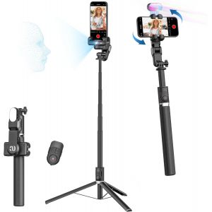 lbgwp60-Stabilisateur De Cardan Pour Smartphone Iphone Android Avec Suivi Automatique Du Vi , Trépied Pour Téléphone Portable Pour Enregistrement Vidéo, Perche À Selfie Avec Télécommande, Lumière - Neuf