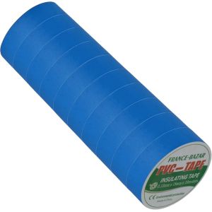 Ruban adhésif isolant électrique|Rouleau isolation thermique PVC pour réparation voiture,vélo,bricolage,gaine électricien,Chaterton Haute qualité|10mx18mm Couleur Bleu|Lot de 10 Rouleaux - Neuf