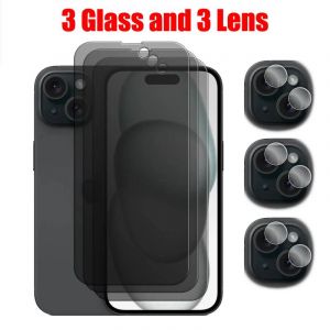 Protecteur D'écran En Verre Anti-Peep,Pour Iphone 15 16 Pro Max Plus.3glass And 3lens.For Iphone 15 - Neuf
