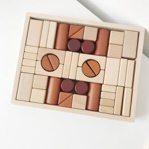 Blocs de construction créatifs pour enfants : jouet en bois de hêtre pour bébés âgés de 1 à 2 à 3 à 6 ans Jouet éducatif avec fonction de dentition - Neuf