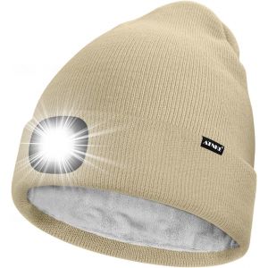 Nsiecd-Led Bonnet Lampe Frontale,Usb Rechargeable 4 Led Chapeau De Course Ultra Lumineux Lumi&egrave;re Hiver Chaud Polaire Doubl&eacute;e Tricot Bonnet Cadeaux Pour Hommes Et Femmes - Neuf