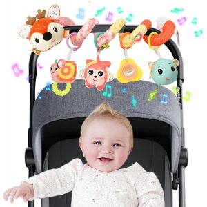 NouvelHorizonstore-Jouets de Landau pour b&eacute;b&eacute;, Jouets &agrave; Suspendre avec bo&icirc;te &agrave; Musique, Jouet en Peluche en Spirale pour si&egrave;ge de Voiture, Berceau Mobile, Jouet sensoriel Nouveau-n&eacute; pour b&eacute;b&eacute;s de 0 &agrave; - Neuf