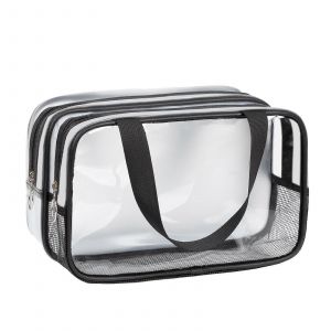 Trousse de toilette transparente avec compartiments sec et humide. - Neuf