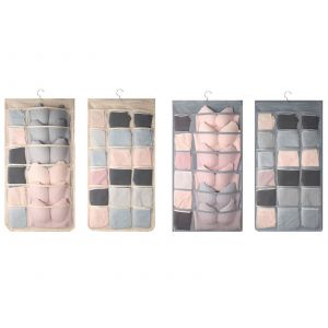 Sacs de rangement suspendus double face &agrave; 30 poches - Beige et gris - Neuf