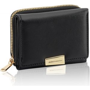 Petit Portefeuille Pour Femme,Portefeuille En Cuir Porte Monnaie Court Porte-Cartes Avec Fermeture &Eacute;clair Poche &Agrave; Monnaie Mini Coin Purse With 8 Credit Card Holders (Noir) - Neuf