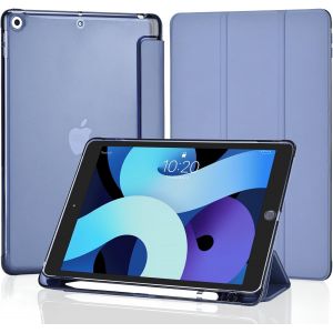 KALANKA-Coque pour iPad 10,2 Pouces 9&egrave;me/8&egrave;me/7&egrave;me G&eacute;n&eacute;ration 2021/2020/2019 avec Porte-Stylet, &Eacute;tui Housse de Protection L&eacute;ger Coque Arri&egrave;re Rigide Translucide Givr&eacute; pour iPad 9/8/7, Gris Lavande - Neuf