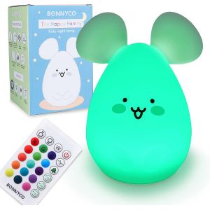 Fabur-Veilleuse Enfant Avec Télécommande, Contrôle Tactile 16 Couleurs Souris Veilleuse Bébé Avec Minuterie | Lampe Enfant Led Sans Bpa | Lampe De Chevet Fille Rechargeable, Cadeau Bebe Fille - Neuf