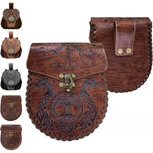 PATA-Bourse Porte Monnaie en Faux Cuir Embossé MéDiéVal, Medieval Bourse Porte Monnaie, Imprimé Graphique Double Dragon, Parfait pour Les Hommes, Unisexe, Les Costumes d'halloween Et Le Cosplay - Neuf