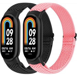 Elastic Bands Compatible With Xiaomi Mi Band 8/Xiaomi Mi Band 9, Adjustable Breathable Nylon Replacement Strap For Xiaomi Smart Band 9, Suitable For Men Women (2 Pack) - Neuf