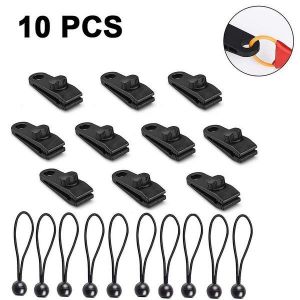 Ensemble De 10 Clips De B&acirc;che Et &Eacute;lastiques Bran - Clips De Tente En Nylon Durables Pour Une Utilisation En Ext&eacute;rieur, Imperm&eacute;ables Et Faciles &Agrave; Installer, Parfaits Pour Le Camping Et Plus Encore ! - Neuf