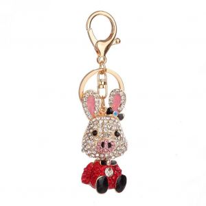 Strass Porte-Cl&eacute;s Porte-Cl&eacute;s Anneau Nez De Cochon Lapin Forme Alliage Porte-Cl&eacute;s Sac D&eacute;coration (Rouge) - Neuf