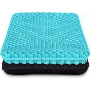(Lait Vert) Gel Epais Coussin De Siege Avec Anti-Derapant Couverture - Respirant Motif En Nid D'abeille - Absorbe Les Points De Pression Pour La Voiture, Chaise De Bureau, Fauteuil Roulant - Neuf