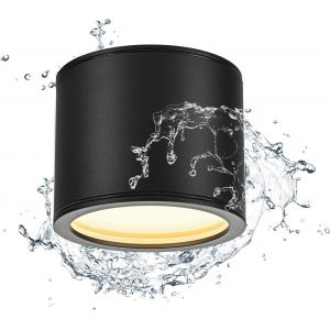 KAL-Spot En Saillie Ip44 Noir, Spots De Plafond 230V, Plafonnier Salle De Bain, Spot Led En Saillie Avec Gx53 Douille, Ø82X67Mm Aluminium Rond Downlight Imperméable, Pour Balcon Et Cuisine - Neuf