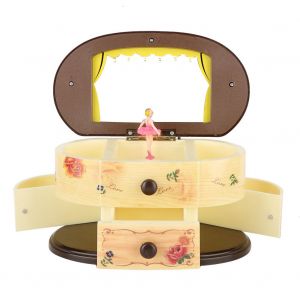 Hjlian Boite A Musique En Forme De Cour Avec Miroir Pour Filles (Beige) - Neuf