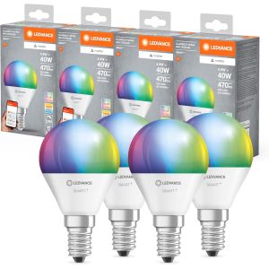 Smart+ Matt Led Lampe, Compatible Avec Google, Alexa, Apple, White Frost Optics, 4.9w, 470lm, E14, Color Light & White Light, Avec Vocal Control, Jusqu'&agrave; 20 000 Hrs, 1-Pack - Neuf