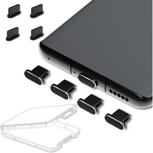 Lot De 8 Bouchons Anti-Poussi&egrave;re Usb C 4 En Aluminium + 4 Coques De Protection Anti-Poussi&egrave;re En Silicone De Type C Compatibles Avec Samsung - Neuf