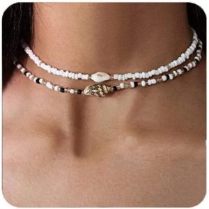 Collier Ras Du Cou Boh&egrave;me R&eacute;glable En Coquillages Pour Femme - Neuf