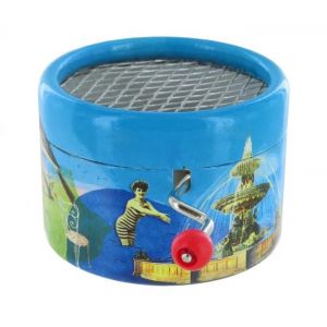 A la claire fontaine (anonyme) - Bo&icirc;te &agrave; musique &agrave; manivelle ronde en carton avec m&eacute;canisme musical de 18 notes - BP-FONTAINE - Neuf