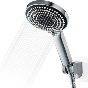 TZF-Pommeau de Douche avec tuyau et support,1.6m Flexible de douche avec pommeau,avec 6 modes de massage pulv&eacute;risation,Poire de Douche avec flexible &agrave; &eacute;conomie d'eau,Pomme de Douche Flexible,Chrome - Neuf