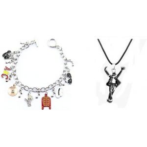 Eryi-Bracelet Et Collier Pour Les Fans De M J - Fait Main - En Alliage - Avec Boîte Cadeau - Unisexe - Pour La Saint-Valentin, Un Concert, Un Anniversaire, Etc. - Neuf