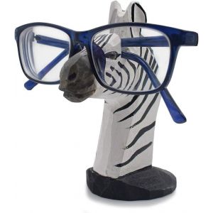 Porte-lunettes en bois sculpté à la main, motif animal, pour la maison, le bureau, la décoration (zèbre) - Neuf