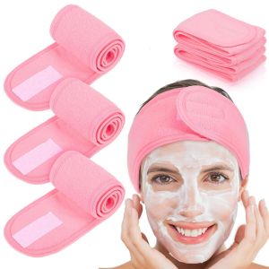 Bandeau Enveloppant 4 Pièces Serviette Extensible Pour Le Bain, Le Maquillage Et Le Sport (Rose) - Neuf