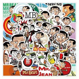 50 pcs Mr Bean Cartoon Stickers Ordinateur portable T&eacute;l&eacute;phone portable Bagages Autocollant &Eacute;tanche DIY - Neuf