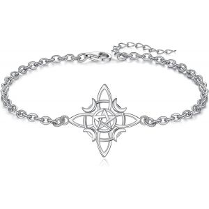 Réglable Bracelets Femme N?ud De Sorcière Bracelet Réglable Argent 925 Bijoux Celtiques Wicca Bijou Sorcellerie Cadeau De Sorciere - Neuf