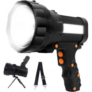 MEVRONISSHOP-Lampe Torche LED Rechargeable Étanche IPX4 Lampe de Poche Ultra Puissante 15000LM 10000mAH Super Brillante Longue Portée Urgence Lampe 6Modes Haute Puissance Camping Lanterne pour Randon - Neuf