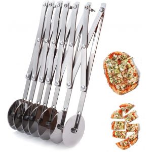 Mevronisshop-Coupe-P&acirc;te &Agrave; 7 Roues Pizza Cutter Diviseur De P&acirc;te En Acier Inoxydable, Coupe-Pizza Ajustable Trancheuse &Agrave; Pizza, Couteau &Agrave; P&acirc;tisserie, S&eacute;parateur Avec Poign&eacute;e - Neuf