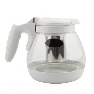 Hjlian Theiere En Verre Transparent De Grande Capacite Avec Filtre En Acier Inoxydable (Blanc) - Neuf