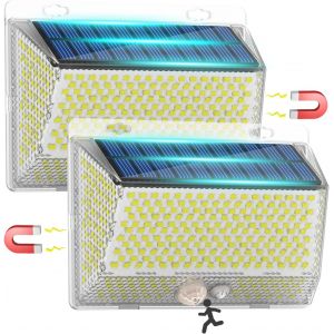 Dgbcz-Lampe Solaire Extérieur Détecteur De Mouvement¿2 Packs/326 Led/3 Modes¿, Ultra-Brillant Et Installation Magnétique - Ip65 Projecteur Solaire Extérieur Per Giardino, Parete, Garage - Neuf