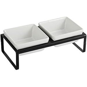 Cmws-Gamelle Chat Gamelle Chien Gamelle Chat Surélevée Avec Support - Bol Chat Pour Chaton Et Chiot - Double Bols En Ceramique Anti Vomissement Et Facile À Nettoyer 2×480ml - Neuf