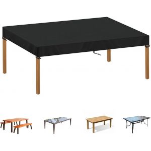 Housse Table De Jardin 160x100x15cm Housse De Plateau Table Housse Protection Salon De Jardin Exterieur Impermeable Bache Protection Table De Jardin Exterieur Coupe-Vent 420d Tissu Oxford - Neuf