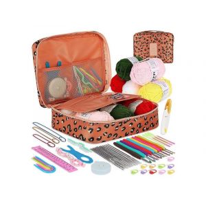 Kit De Crochet 58 Pi&egrave;ces Avec Sac De Rangement, Crochets, Fil Et Accessoires Pour D&eacute;butants Et Artisans - Neuf