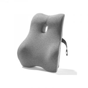 Oreiller de taille ergonomique en coton &agrave; m&eacute;moire de forme, 1 pi&egrave;ce, coussin de taille incurv&eacute; 4D, repose-taille de voiture, oreiller de taille de bureau - GRIS FONC&Eacute; - Neuf