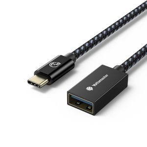 TRAHOO-Adaptateur USB C vers USB 3.1 Gen2 10Gbps C&acirc;ble OTG Type C M&acirc;le vers USB A Femelle C&acirc;ble Cotton Tress&eacute; avec 3A Charge (0.3m) - Neuf