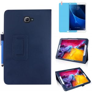 LORANKA-Tablettes Coque pour Samsung Galaxy Tab A 10.1 inch 2016 (SM-T580 T585 T587),Full De Protection Multi-Angle Debout Etui Cuir Housse avec Stylus Pen,Protecteur Film (Blue) - Neuf