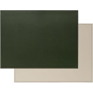 ERYI-Set De Table Bicolore Réversible Rectangulaire - 40 X 30 Cm - Vert Olive/Ivoire - Neuf
