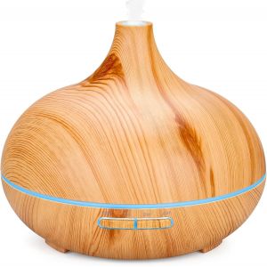 Diffuseur d'huiles essentielles 500 ml, humidificateur ultrasonique, diffuseur d'aromathérapie avec lumières LED 7 couleurs, arrêt automatique, pour la maison, le salon, le yoga et le spa - Neuf