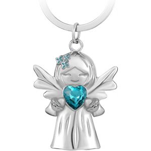 Kal-Cadeau Porte Clef Ange Gardien Avec Pierre Précieuse Et Fleurs De Lilas, Porte Clé Porte Bonheur, Cadeau À Moins De Pour Petite Amie, Collègue, Mère, S?ur, Etc. - Neuf