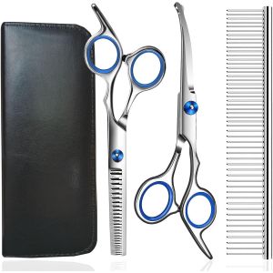 Jgd-Ciseaux De Toilettage Pour Chien, Kit De Toilettage Pour Chiens Jiasoval Avec Pointe Ronde De S&eacute;curit&eacute;, Ciseaux De Toilettage Professionnels, Set De Ciseaux Pour Coupe De Cheveux Pour Chiens Chat - Neuf