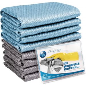 Chiffon Ecaille Poisson Magique Microfibre, 8X Serviette sans Trace Polissage, Lingette Essuie pour Verre Vitre Lunette Vaisselle Cuisine Menage Voiture, Torchon Nettoyage Lavable - Neuf