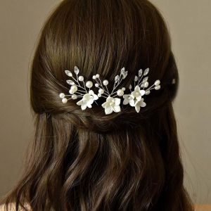 Kal-Mari&eacute;e Fleur De Mariage Pin Cheveux Argent Cristal Bridal Pi&egrave;ces Cheveux De Mari&eacute;e Accessoires Cheveux Perle Bridal Clips Pour Femmes Et Filles Pack De 3 - Neuf