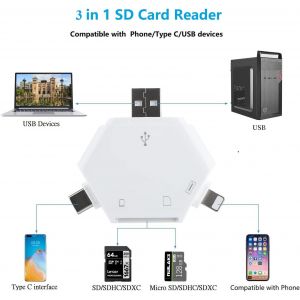 Lecteur de Carte SD pour i-Phone/USB/USB 3.0,Lecteur de Carte SD pour i-Phone, i-Pad, i-Pad Pro,i-Pod, Android, Huawei,Samsung, PC, Macbook Pro/Air - Neuf