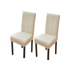 Lot De 2 Housses De Chaise Beiges Universelles Pour Salle &Agrave; Manger Et Cuisine - Neuf