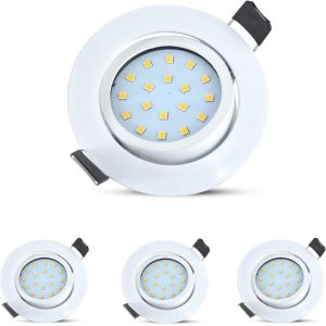 Lot De 4 Spots Led Encastrables 5W Orientables Blancs,500Lm Plafonnier Encastr&eacute;, Extra Plat 28Mm, 40&deg;Orientable, Blanc Chaud 3000K, Ip20 Pour Plafond De Chambre, Cuisine, Salon, Couloir, Galerie - Neuf