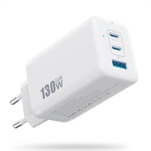 ERYI-130W Chargeur Usb C, 3 Ports Avec Gan Iii Tech Prise Usb Multiple, 65W Pd+Pps Chargeur Rapide Compact Adaptateur Usb Compatible Avec Macbook Pro/Air, Ipad, Iphone16/15, Galaxy S24, Dell Xps (Bla - Neuf